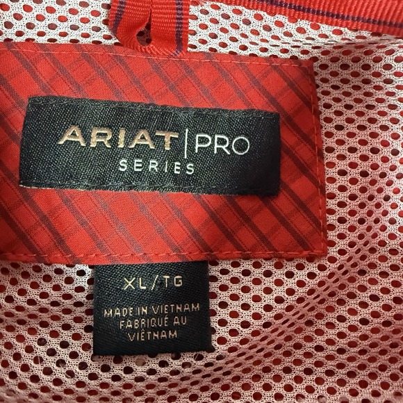 Ariat‎ Pro Series Shirt Men's XL Red Long Sleeve Button Up Rodeo Cowboy Western - Picture 3 of 7